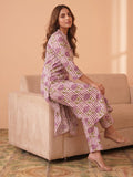 Lavender Floral Printed Cotton Kurta Set
