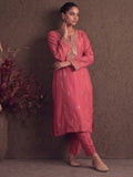 Salmon Pink Zardosi Embroidered Silk Suit Set