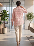 Red Coloured Slim Collar Long Sleeves Floral Shirt