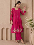 The Fuchsia Blossom Pin-Tuck Festival Women'S Kurta Suit