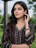 Varanga Women Black Straight Kurta With Three- Quarter Sleeve.
