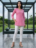 Casual Berry Pink Printed Top with 3/4 Sleeves