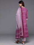 varanga women floral printed regular sequinned kurta with trousers with dupatta