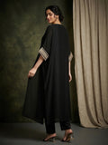 Varanga Women-Zari Embroidered Lace Neck Flared Kaftan With Trouser