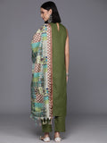 Varanga Women Green Solid Kurta Set Paired With Printed Dupatta