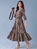 Paisley-Print Tiered Maxi Dress