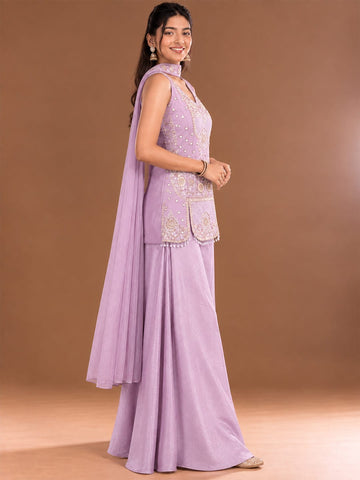 Varanga Women Ethnic Motifs Regular Sequinned Kurta with Sharara & With Dupatta