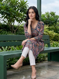 Varanga Women Paisely Printed Sequin Embroidered V Neck Kurta
