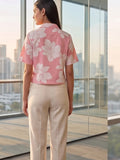 White Coloured Short Sleeves Shirt Collar Top