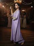 Zari Embroidered Lace Neck Flared Kaftan with Trouser