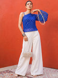 One Shoulder Leheriya Printed Short Kurti