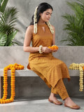 Textured Copper Kurta Set With Duaptta