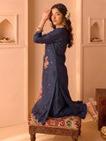 Teal Embroidered Kurta Set With Dupatta