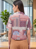 Multi Coloured Short Sleeves Shirt Collar Top