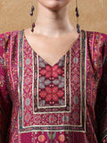 Varanga Women-Gota Detailed Ethnic Floral Printed Kaftan & Trouser