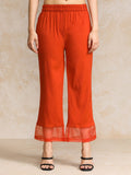 Varanga Women Rust Straight Kurta Paired With Tonal Bottom