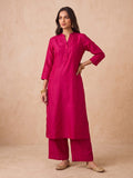 Women's Pink Solid Kurta Set With Floral Printed Dupatta