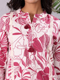 Varanga Floral Printed Mandarin Collar Panelled Cotton A-Line Kurta