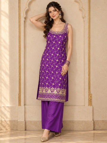 Varanga Women Ethnic Motifs Embroidered Regular Kurta with Palazzos & With Dupatta