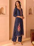Teal Embroidered Kurta Set With Dupatta