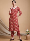 Varanga Women Ethnic Red Kurta Set With Dupatta