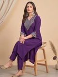 Kurta Set With Intricate Zari Embroidery, Paired With Solid Ankle-Length Trousers And An Embroidered Dupatta