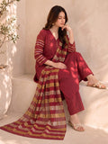 Rust Red Kurta Set Paired With A Shimmering Striped Dupatta