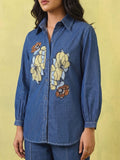 Soft Denim Co-Ord Set With Elegant Floral Embroidery