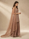 Womens Solid Metallic Kurta Set With Gold Embroidery