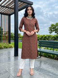 Varanga Women Maroon And Blue Bandez Printed Straight Kurta