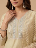 Varanga Women Shimmer Fabric Kurta Set Paired With Tonal Bottom With Sparkling Lurex Dupatta