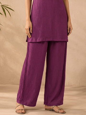Short Solid Sleeveless Tunic With Wide-Leg Palazzo Kurta Set.