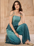 Teal Co-Ord Set Featuring An Embellished Strappy Top With Trouser
