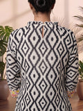 Geometric Printed Aline Cotton Kurta Set With Fusion Look