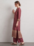 The Mauve Stripe Floral Kurta Set