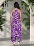 Varanga Women Purple Ikat Printed Straight Kurta With Palazzo