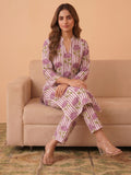 Lavender Floral Printed Cotton Kurta Set