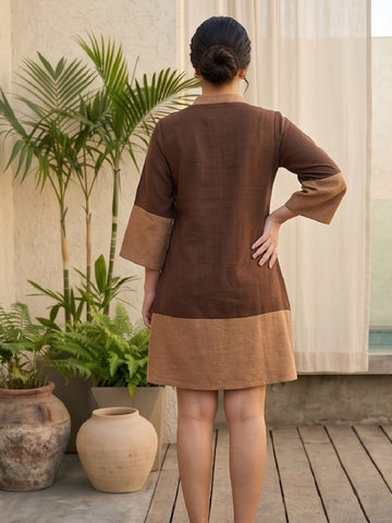 Varanga Brown Colored Women Summer Dress