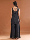 Women's Embroidered Shimmer Short Kurta With Palazzo And Dupatta