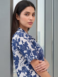 Blue Coloured Short Sleeves Shirt Collar Top