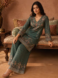 Ethnic Printed Kurta Set With Matching Palazzo And Dupatta