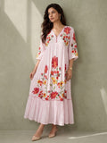 Blush Pink Floral Embroidered Alia Cut Dress