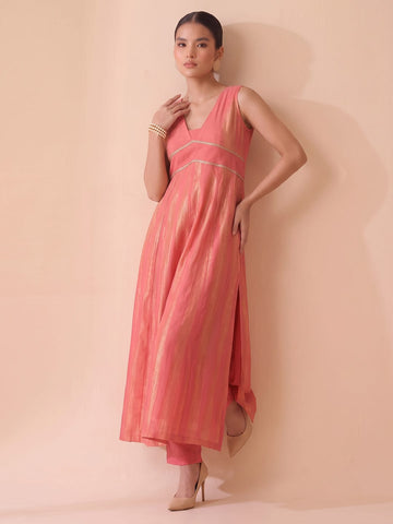 Desert Rose Flared Slit Women's Kurta Set With Dupatta