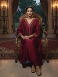 Zari Embroidered Neck Flared Kaftan with Trouser