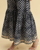 Blue And White Leheriya Halter Neckline Gota Work Kurta With Sharara And Sequins Emebllished Dupatta