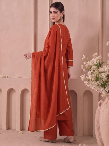 The Mayur Rust Kurta Set