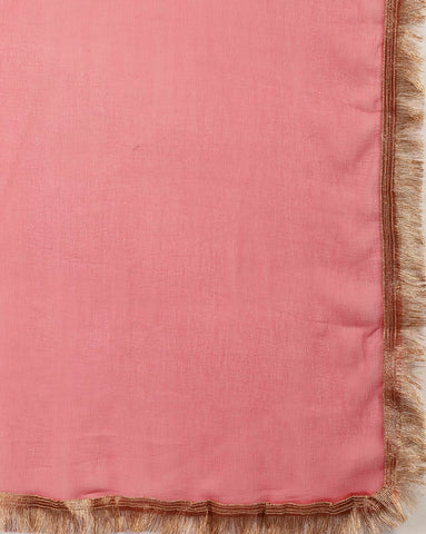 Varanga Women Mauve Straight Kurta With Tonal Ottom & Dupatta
