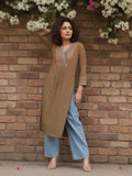 Printed Yoke V Neck Line Kurta