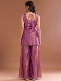 Embroidered Shimmer Short Kurta With Palazzo And Dupatta