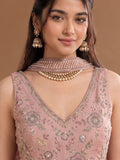 Women's Embroidered Shimmer Short Kurta With Palazzo And Dupatta